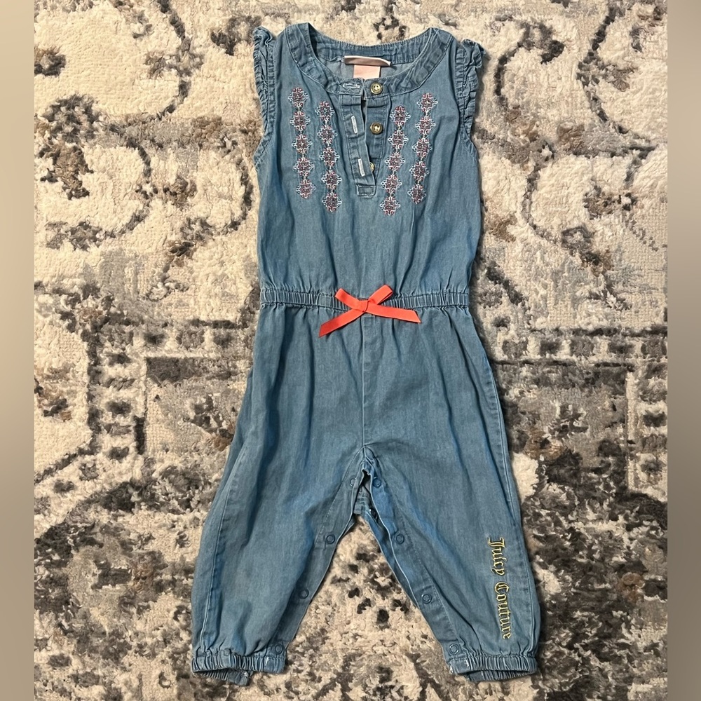 Juicy Couture | Lightweight Denim Embroidered Jumpsuit Girls 12mo